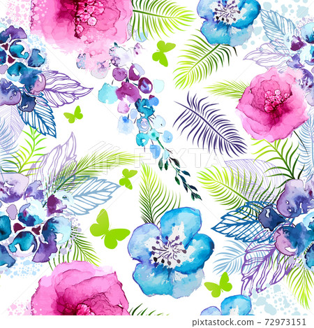 A seamless background of watercolor flowers. Floral print. Vector illustration A seamless background of watercolor flowers. Floral print. Vector illustration 72973151