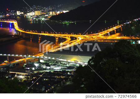 從富士山看到的大橋海田的夜景 從富士山看到的大橋海田的夜景 72974566