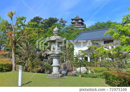 [Fukui Prefecture] Fresh green Maruoka Castle under sunny weather 72975106