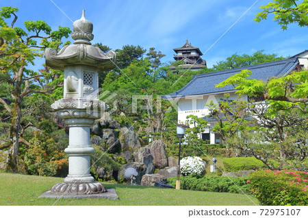 [Fukui Prefecture] Fresh green Maruoka Castle under sunny weather 72975107