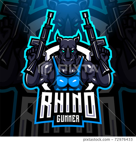 Rhino gunner esport mascot logo design 72976433