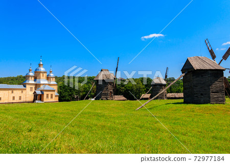 View of Open-air Museum of Folk Architecture and Folkways of Ukraine in Pyrohiv (Pirogovo) village near Kiev, Ukraine 72977184