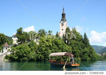 布萊德湖斯洛文尼亞阿爾卑斯山注視歐洲 72980349