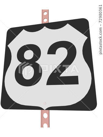 US Route sign with a black frame filled with white, black and white shield sign with route number, vector illustration 72980361