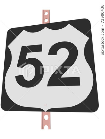 US Route sign with a black frame filled with white, black and white shield sign with route number, vector illustration 72980436