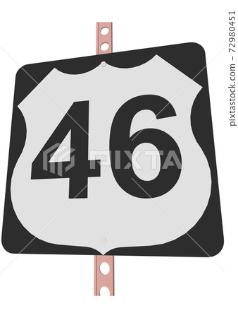 US Route sign with a black frame filled with white, black and white shield sign with route number, vector illustration 72980451