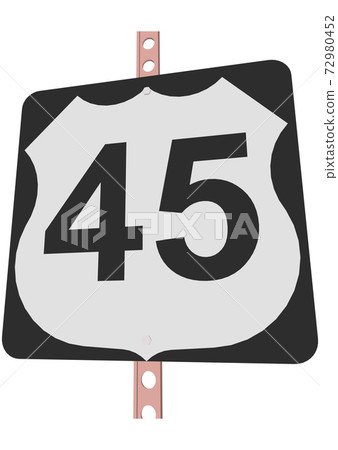 US Route sign with a black frame filled with white, black and white shield sign with route number, vector illustration 72980452