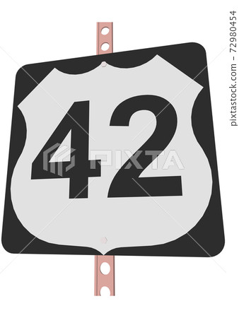 US Route sign with a black frame filled with white, black and white shield sign with route number, vector illustration 72980454