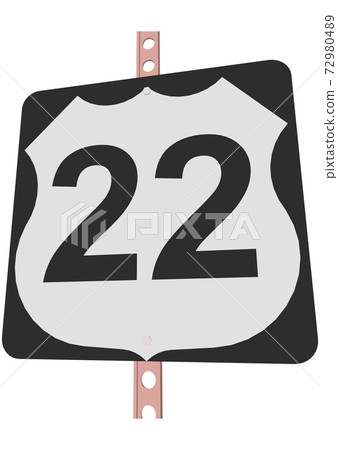 US Route sign with a black frame filled with white, black and white shield sign with route number, vector illustration US Route sign with a black frame filled with white, black and white shield sign with route number, vector illustration 72980489