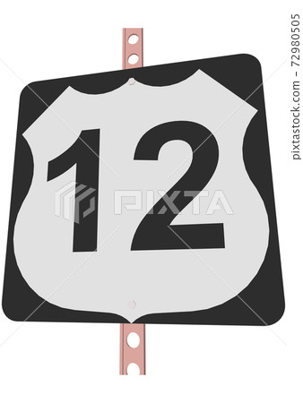 US Route sign with a black frame filled with white, black and white shield sign with route number, vector illustration US Route sign with a black frame filled with white, black and white shield sign with route number, vector illustration 72980505