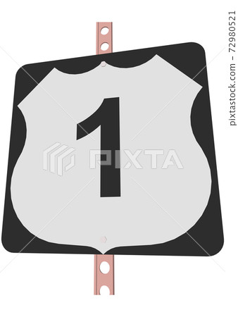 US Route sign with a black frame filled with white, black and white shield sign with route number, vector illustration US Route sign with a black frame filled with white, black and white shield sign with route number, vector illustration 72980521