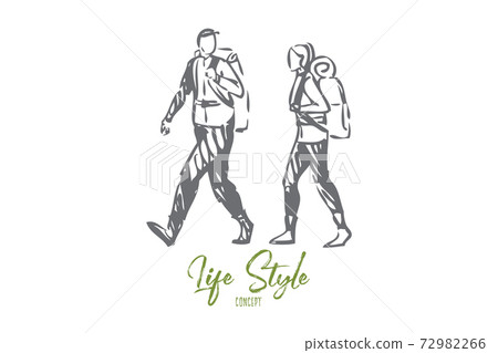 Tourism life style concept sketch. Isolated vector illustration Tourism life style concept sketch. Isolated vector illustration 72982266