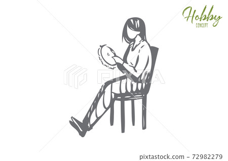 Sewing hobby concept sketch. Isolated vector illustration Sewing hobby concept sketch. Isolated vector illustration 72982279