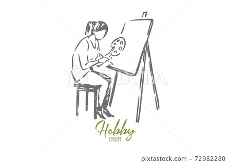 Painter concept sketch. Isolated vector illustration Painter concept sketch. Isolated vector illustration 72982280
