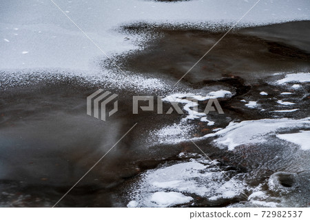 Snow and ice landscape of Kikuchi Gorge in winter Snow and ice landscape of Kikuchi Gorge in winter 72982537