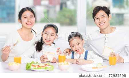 Family eating breakfast Family eating breakfast 72983396
