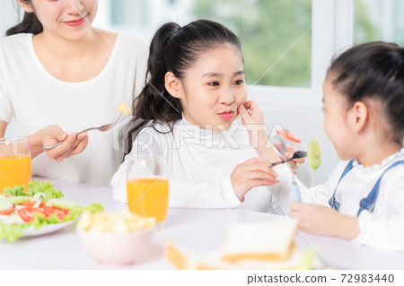 Family eating breakfast Family eating breakfast 72983440