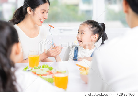 Family eating breakfast 72983466