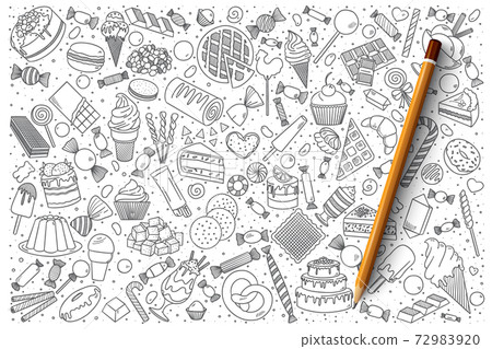 Sweets doodle vector set 72983920