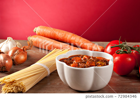 Rustic bolognese meat sauce. Typical Italian dish. Rustic bolognese meat sauce. Typical Italian dish. 72984346