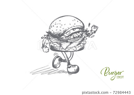 Burger concept. Hand drawn isolated vector. Burger concept. Hand drawn isolated vector. 72984443