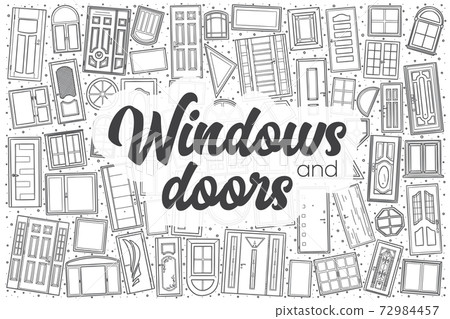 Hand drawn windows and doors vector doodle set. Hand drawn windows and doors vector doodle set. 72984457