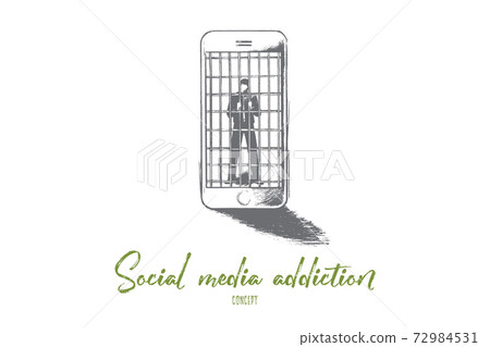 Social media addiction concept. Hand drawn isolated vector. Social media addiction concept. Hand drawn isolated vector. 72984531