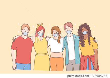 Teamwork, support, multiracial group concept 72985233