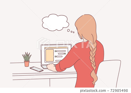 Distant working, online communication, freelance concept Distant working, online communication, freelance concept 72985498