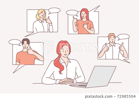 Efficiency in work, colleagues support, success in career concept Efficiency in work, colleagues support, success in career concept 72985504