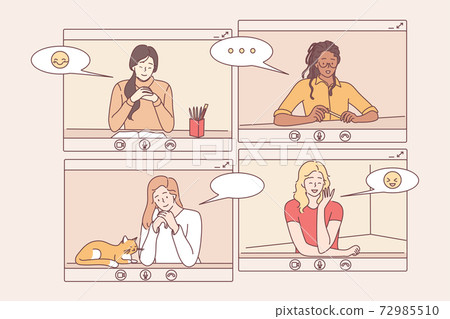 Videocall, online conference, distant communication concept 72985510