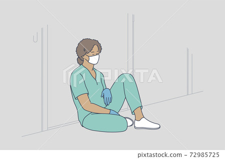 Doctor burnout, stress, hard conditions during pandemic concept 72985725
