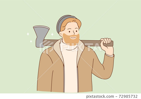 Brutal lumberjack and hipster with beard concept 72985732