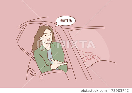Quarrelling and negative emotions of car driver concept 72985742
