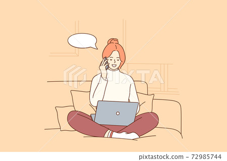 Freelance, online working, distant job concept 72985744