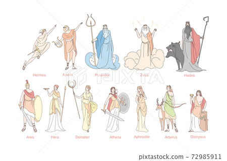 Ancient greek gods set concept Ancient greek gods set concept 72985911
