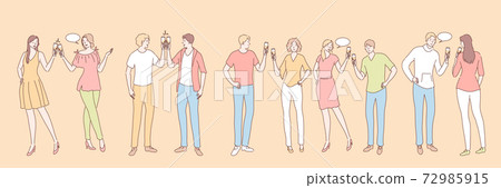 People with alcohol drinks set concept 72985915