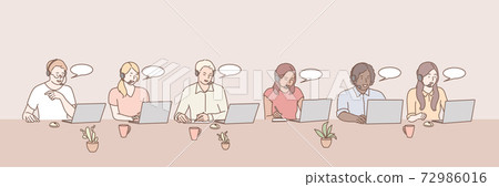 Call center workers set concept 72986016