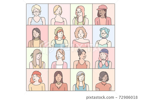 Fashionable womens emotions set 72986018