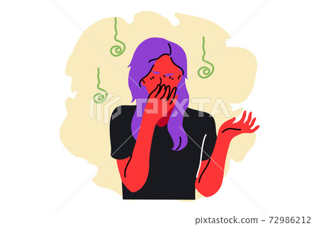 Smell, stench, disgust concept Smell, stench, disgust concept 72986212