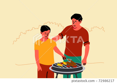 Fatherhood, childhood, holiday, family, education, barbecue concept Fatherhood, childhood, holiday, family, education, barbecue concept 72986217