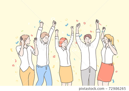 Business, team, celebration, success, victory, goal achievement concept Business, team, celebration, success, victory, goal achievement concept 72986265