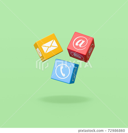 Contact Channels Cubes Set on Green Background 72986860