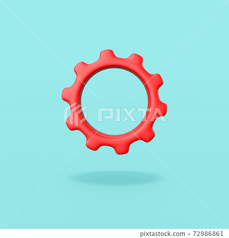 Red Gear on Light Blue Background 72986861