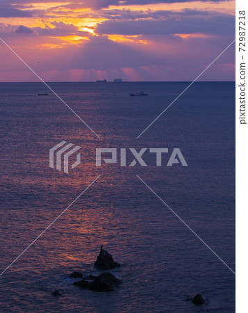 伊勢志摩在冬天的天空中俯瞰著安城市岬花園的朝陽 72987218