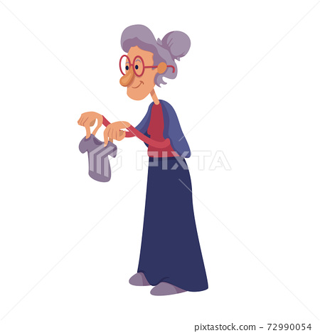 Grandmother holding child clothing flat cartoon... - Stock Illustration  [72990054] - PIXTA