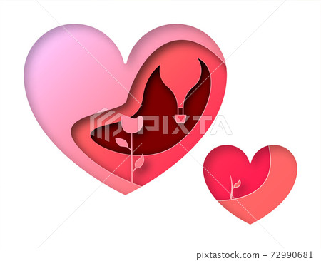 Vector heart in paper art style Vector heart in paper art style 72990681