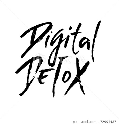 Digital detox. Hand drawn modern dry brush... - Stock Illustration ...