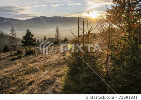 Sunset scene, Helpa village, Slovakia 72991931