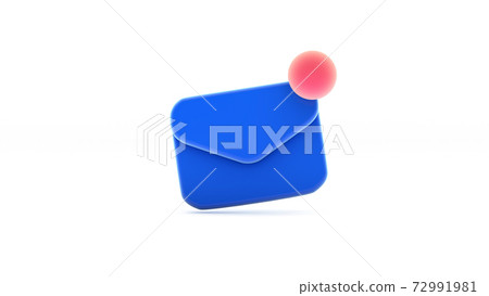 Notification new email blue symbol. 3D rendering Notification new email blue symbol. 3D rendering 72991981